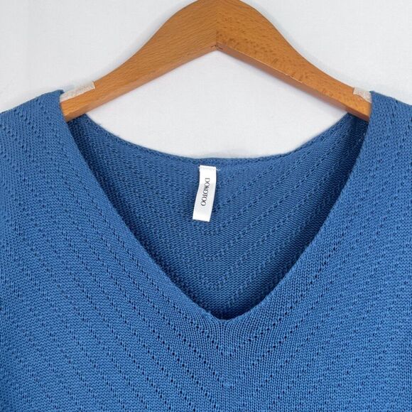 Dokotoo Blue Vneck 1/2 Drop Sleeve Open Weave Knit Tunic Sweater Size 2XL - Picture 3 of 9